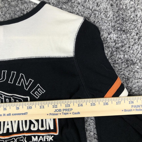 Harley-Davidson Shirt Womens Small Black White Henley Long Sleeve Biker Tee - Picture 7 of 8